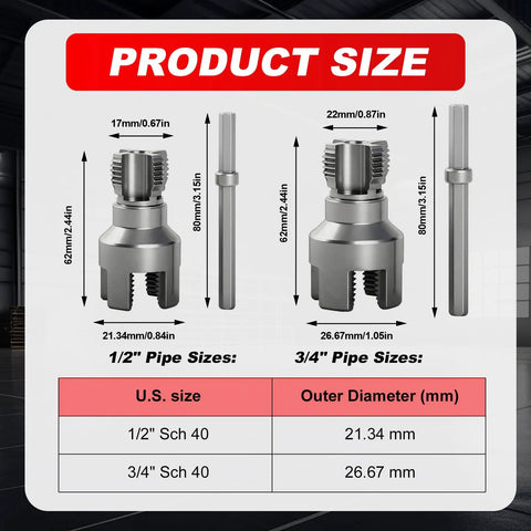 Pluming Thread Size Kit Two Piece Pipe Threading Tool Kit For Water Pipes 🍁 &n...