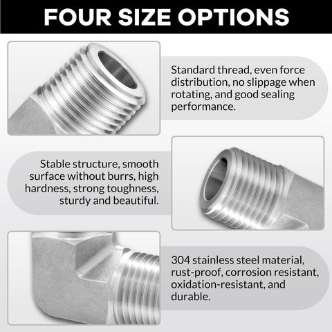 304 stainless steel 90 degree street elbow, 1/4 in NPT male by 1/4 in NPT male, 2-pack