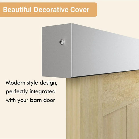 Close-up of aluminum box rail for 6Ft Sliding Barn Door Hardware Kit With Low Clearance Aluminum Box Rail For Wooden Interior Doors.