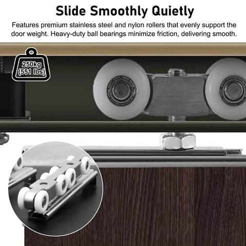 Outdoor Sliding Door Rail Kit For Pocket Doors, Ceiling Mount Box Track Hardware With Ultra Quiet Silent Wheels