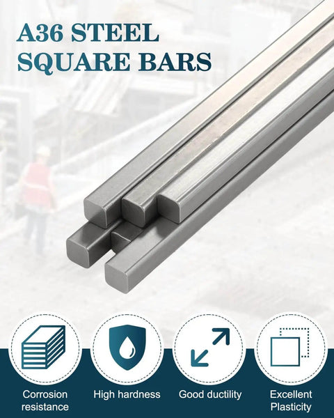 Stack of A36 steel square bars, One Quarter Inch By One Quarter Inch By Twelve Inch Weldable A36 Square Steel Bar Stock Six Pack
