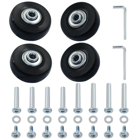 45x18mm Luggage Replacement Wheels 4 Pack Rubber Swivel Casters With Ball Bearings For Suitcase Repair Includes Axles and Washers