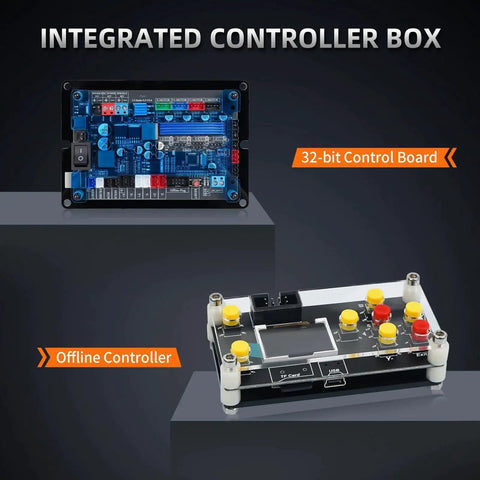 Boss 500W All Metal CNC Router Machine With 3 Axis GRBL Offline Control showing integrated controller box and control board.