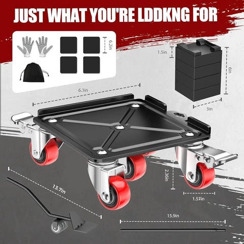 Heavy Duty Furniture Dolly Moving System For Up To 3000Lbs With 5 Wheel Brakes, 360 Degree Rotating Dollies, non-slip sliders