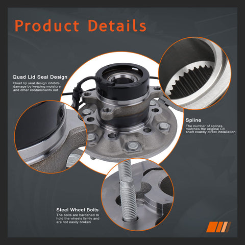 Product details of Front Right 4WD Wheel Bearing And Hub Assembly With ABS For 04 To 08 Chevy Colorado, 6-lug design