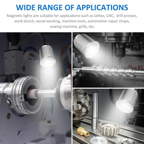 10W Magnetic LED Work Light With Flexible Gooseneck And Magnetic Base 1000 Lumen 6500K White Light used in machining tool setup