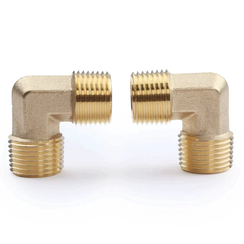 Brass 90 Degree Street Elbow Pipe Fitting Half Inch NPT Male to Half Inch NPT Male Two Pack Barstock Durable Plumbing Adapter