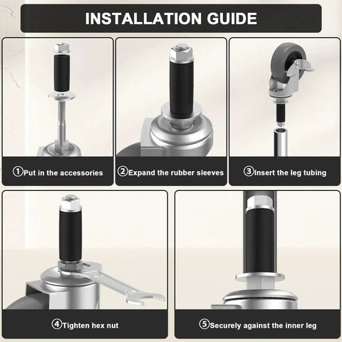 Installation guide for Four Inch Caster Wheels With Locking Brakes Expanding Stem Casters Set Of Four Heavy Duty for furniture legs
