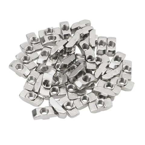 Nickel plated heavy duty carbon steel T nuts from 40 Series Aluminum T Slot Nuts And M6x16 Screws Kit For European 4040 Profile