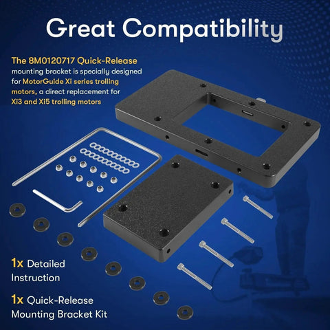 Xi Series Quick Release Trolling Motor Mounting Bracket Kit Replacement For Motorguide Xi3 Xi5 Mounting Plate And Other Electric Steer Motors Direct Fit Plug And Play No Fuss Durable Build Easy Clamp On Part 8M0120717 components