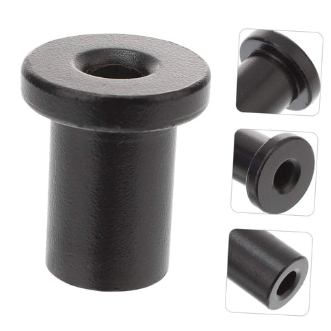 Close-up of a black metal spacer from the Five Piece Barn Door Hardware Kit With Sliding Track Spacers And Wall Link Mounts