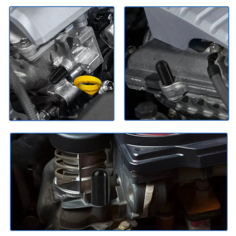 108 Piece Rubber Vacuum Caps Kit With Assorted Sizes For Carburetor And Engine Manifold Hoses Durable High Temp Resistant Rubber Caps Installed