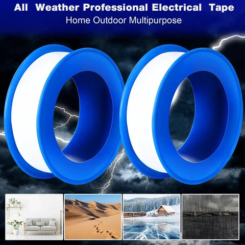100 Rolls PTFE Tape One Half Inch By 520 Inches For Plumbing Sealant Waterproof Leak Proof Sealing Tape, Great For Shower Heads, Water Pipes, And DIY Repairs, White, shown in blue and white rolls.