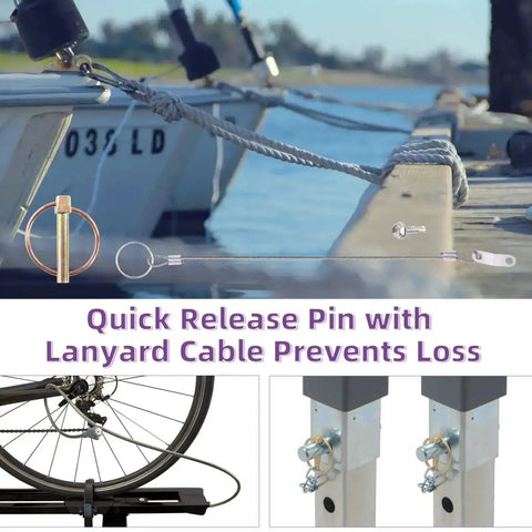 15 Piece Spring Loaded Lynch Pin Kit With 7/16 x 1-3/4 Inch Pins, Stainless Steel Lanyard Cables And Quick Release Ring Plus 410 Stainless Steel Screws