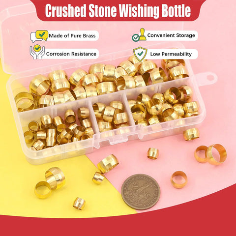 Brass compression sleeves set in a clear storage box with assorted sizes for metric compression fittings