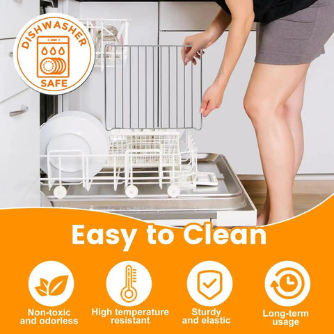 Heavy Duty No Fuss Stainless Steel Air Fryer Rack For TOA 60 65 70 Convection Toaster Ovens in dishwasher, easy to clean.