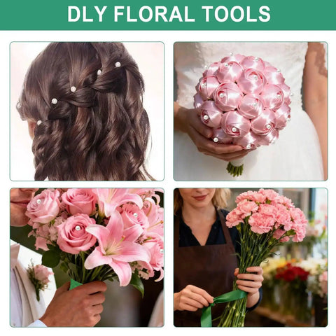 Dope DIY Floral Craft Kit with ABS pearls, metal wire, 2mm stems, arranged in hair, bouquet, and flower display