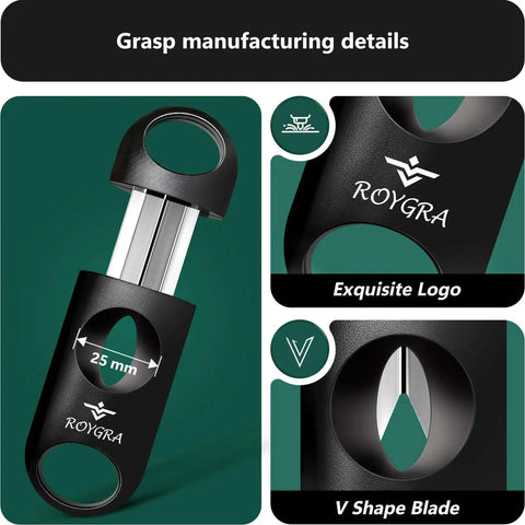 Enlarged V Cut Cigar Cutter Set 4 Pack For Men With Ergonomic Stainless Steel And Plastic Build Portable Sharp Clean Cut
