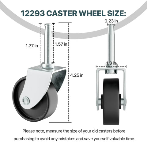Two Pack Replacement Caster Wheels For Wet Dry Vacuum Cleaners Compatible With Ridgid Craftsman DeWALT Models 12293 shop vac Parts
