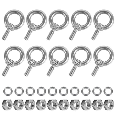 10 Pack M4 Eyebolt With Nut Stainless Steel Beefy Heavy Duty Screw Eye Bolts With Nuts 4mm Thread 11mm Shank Ring Shoulder Design