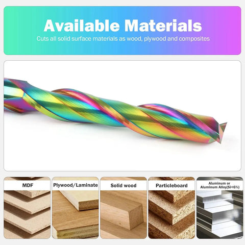Extra Long Upcut Spiral Router Bit 5 Inch With 1/2 Inch Shank for CNC and handheld routers, solid carbide, suitable for various materials.