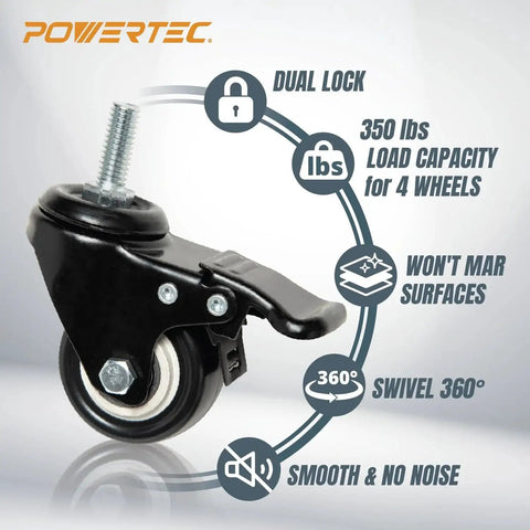 Two Inch Caster Wheels Set Of Four With 360 Degree Swivel And Dual Locking Brakes For Furniture Carts Trolleys And Toolboxes