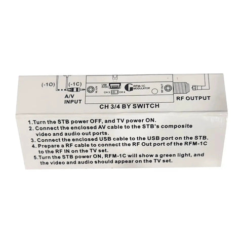 Effortless RF Modulator For AV Setup Grab And Go Style Channel Three Or Four Output With 75 Ohms Or 1K Ohms Switchable Lightweight