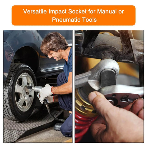 Person using Beefy 41mm 12-Point Impact Socket With 1 Inch Drive, CR-MO Steel, 80mm Long, on car wheel for auto repair