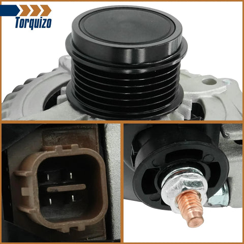 Beefed Up Replacement Alternator For Camry 2015 To 2017 And RAV4 2013 To 2018 AWD With Two Point Five L Engine 12V 125A Six Groove Clutch Pulley Clockwise Compatible Replacement Part 27060 0V170 104211 3541 close-up