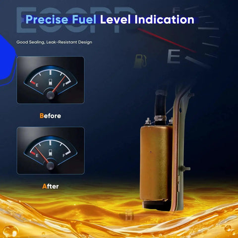 Plug And Play Fuel Pump Module Assembly With Sending Unit For Honda Accord 1990 1991 1992 1993 2.2L L4 Gas Engine Direct Fit Replacement Easy Install showing precise fuel level indication "before and after" gauges.