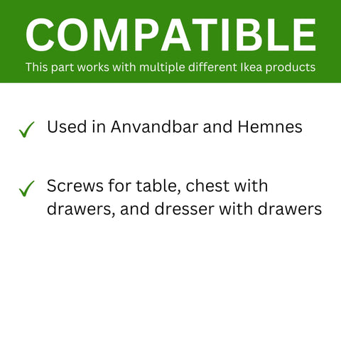 Compatibility notice for Replacement Wood Screw M5.0-2.3x40 Full Thread With 4mm Hex Recess for Furniture Part 106551.