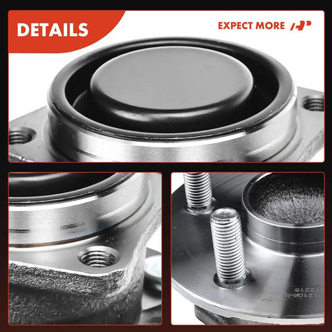 Close-up of Pair Of Rear Wheel Bearing And Hub Assemblies For Toyota Corolla Matrix Celica And Pontiac Vibe 5 Lug Non ABS FWD 2000 To 2008