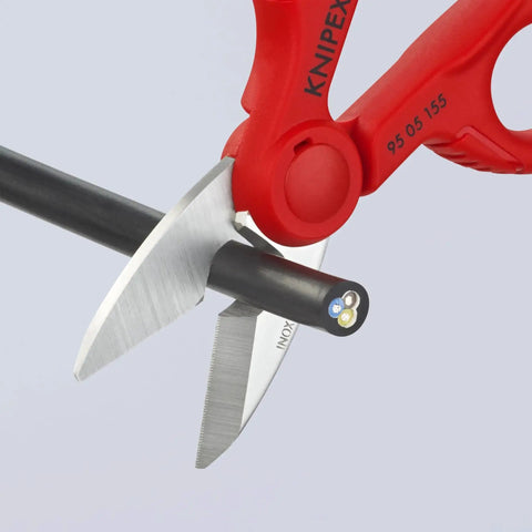 Electrician Shears With Precise Ground Stainless Steel Blades, Fine Serration For Clean Non Slip Cuts, Integrated Cable Cutter For Soft Wires