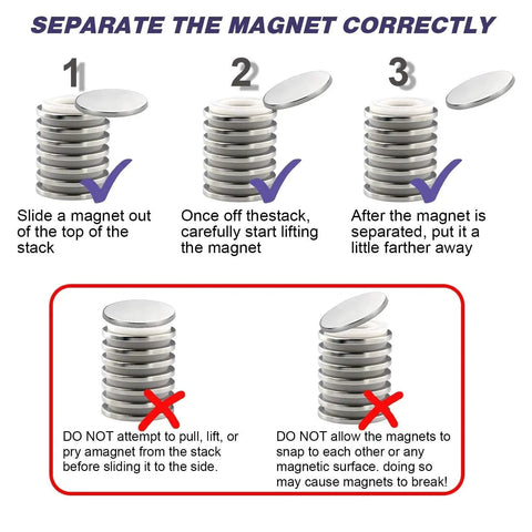 Amazon E BAVITE neodymium disc magnets with double-sided adhesive, 1.26 in diameter x 1/8 in thick, 2-pack (front view)