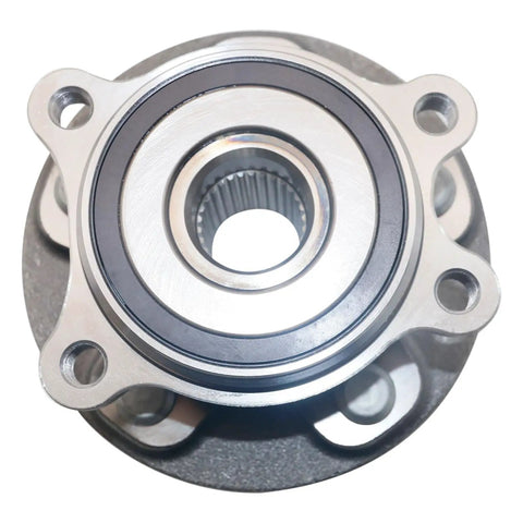 Front view of a Front Wheel Bearing And Hub Assembly For Toyota Sienna, Highlander, And RAV4 Plug And Play OE Quality Replacement