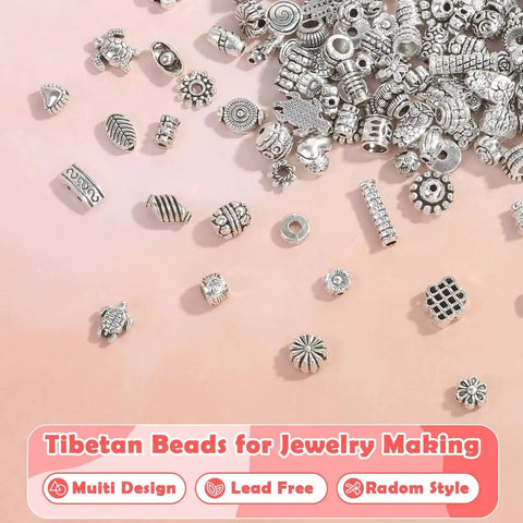 350 Pcs Silver Spacer Beads For Jewelry Making Bulk Mixed Styles Metal Beads for crafting and DIY projects