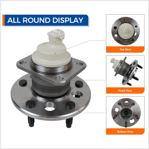 Rear Wheel Bearing Hub Assembly 512150 With ABS, 5 Lug, FWD, 3 views, fits GM vehicles like Buick Allure and more
