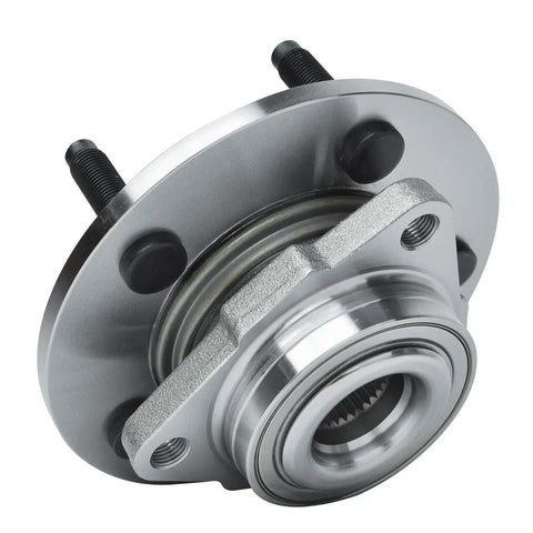 Close-up of Beefy Front Wheel Bearing Hub Assembly Pair For Dodge Ram 1500 2002-2008 5 Lug Front Hubs Replacement Set Two Hubs Included OE Style Heavy Duty Upgrade