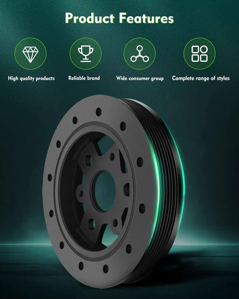 Harmonic Balancer And Crankshaft Belt Drive Pulley Replacement For Ford Bronco E-150 Econoline And Country Squire 1984 To 1995 Engine Vibration Dampener With Durable Construction, showcasing product features.