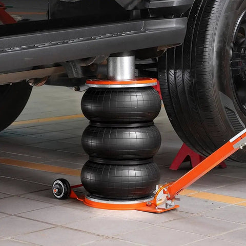 Beefy Five Ton Pneumatic Air Jack With Heightened Column And Adjustable Handle Thick Rubber Pad For Safer Lifts under vehicle