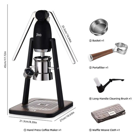 Manual Espresso Maker Set Hand Press Espresso Machine With Dual Lever And 12 Bar Pressure Profiling Portable Stainless Steel
