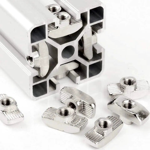 Durable Heavy Duty 50 Pack M6 T Nuts Hammer Head T Slot Nuts Drop In Nickel Plated Carbon Steel For European Aluminum Profiles