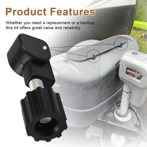 Thumb Screw And Nut Kit For RV Propane Tank Caps Compatible With 40543 Caps No Fuss Wing Nut Setup shown installed on camper