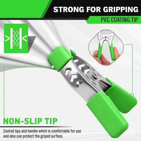Swanlake 6-inch heavy-duty metal spring clamp with green PVC-coated handles and non-slip tip, 2.4 inch jaw opening.