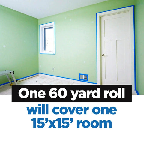 Room with Multi Surface Painter Tape 1 Inch Wide Blue Masking Tape 60 Yards For Indoor And Outdoor Use applied around edges