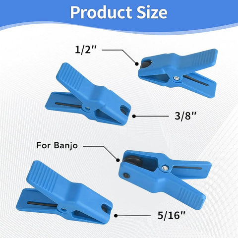 Blue 7-piece fluid line stopper hose clamp plier set for brake lines, fuel rails and banjo fittings.