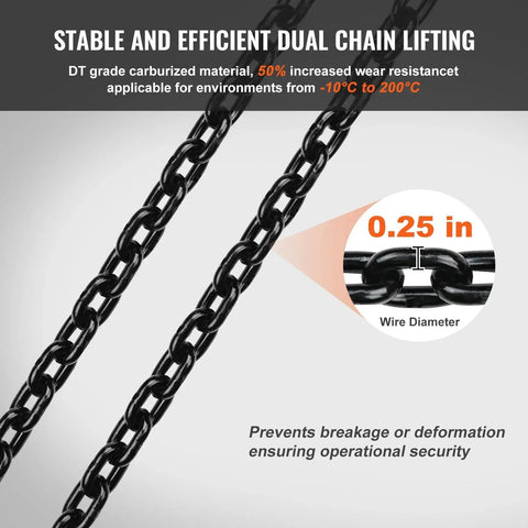 Close-up of chain link used in Electric Chain Hoist 2200 Lb 20 Ft Lift 120V Single Phase Remote Control, 0.25-inch wire diameter.