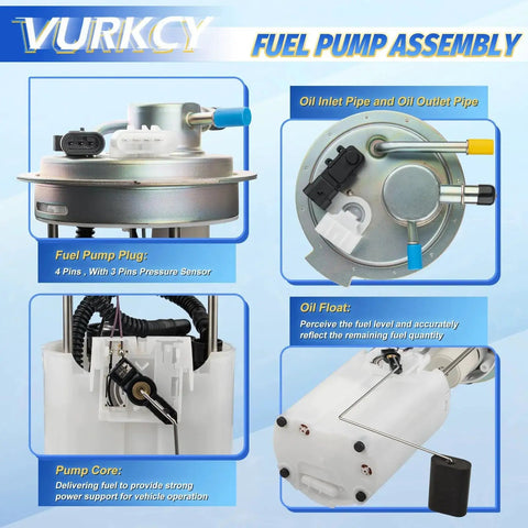 Electric Fuel Pump Module With Pressure Sensor Replacement For Chevy Silverado And GMC Sierra Pickup Trucks 1500 2500 3500 HD V6 4.3L V8 4.8L 5.3L 6.0L 8.1L E3831M FG0383 components displayed