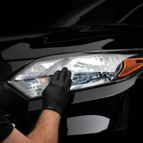 Applying Headlight Restoration Kit With Ceramic Coating Wipes For Clear Lasting Results on car headlight