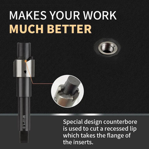 Thread Repair Kit M10X1.0X12.7MM with Stainless Steel Inserts and HSS Drill Tap Counterbore installation driver